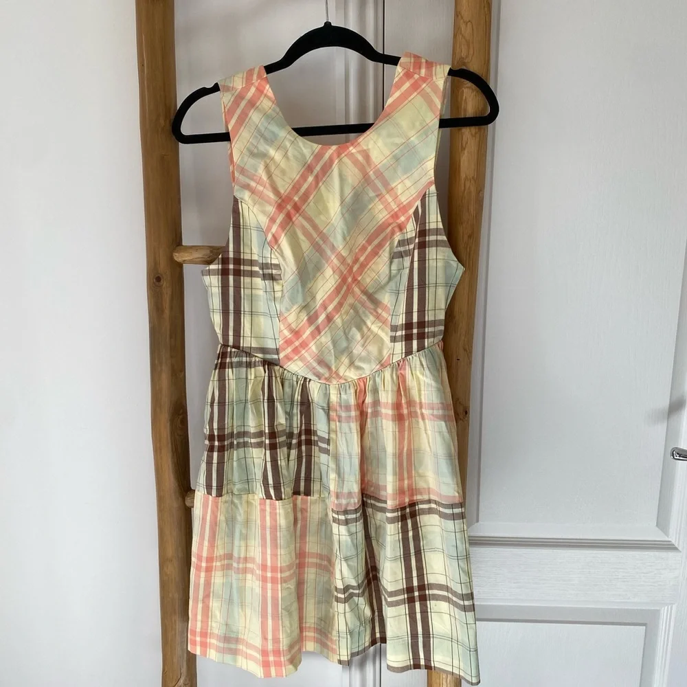 NWT! LyreBird Sleeveless Plaid Nap Mini Dress Size Small 100% Cotton Summer Boho